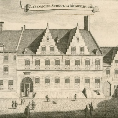 Oude tekening van de school