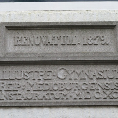 Detail aan de buitenkant van het pand