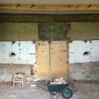 Woonkamer tijdens verbouwing