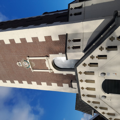 Detail van de rijksmonumentale watertoren aan de Dorpsstraat 152 te Barendrecht