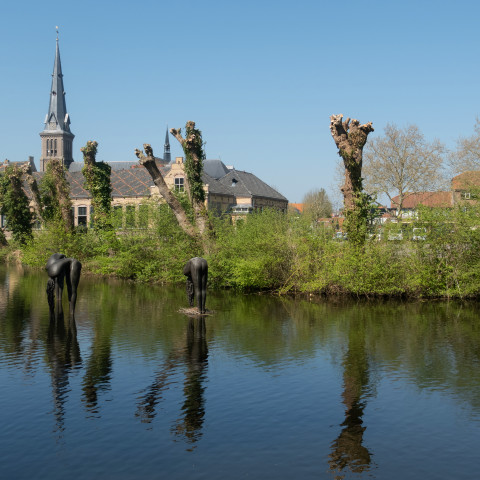 Oudewater, de Sint-Franciskuskerk vanaf de Waardsedijk - Michielverbeek