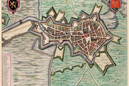 Historische kaart van Deventer ca. 1649 uit "Toonneel der Steden van de Vereenighde Nederlanden" door J. Blaeu