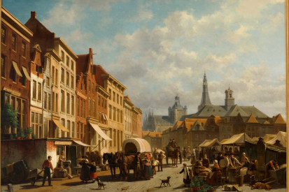 De Markt in de 19e eeuw door Jacques Carabain; in collectie van het Noordbrabants Museum