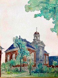 Aquarel Hervormde kerk Schoonoord (1929)