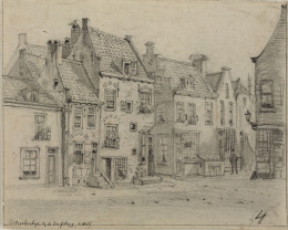 Tekening van Pieterskerkstraat 2 in 1865